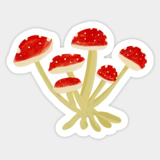 Cottagecore Red Mushrooms Sticker